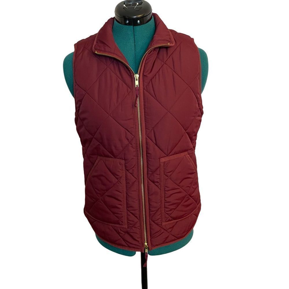 Quilted Puffer Vest Fall Size XS J. Crew Maroon Red